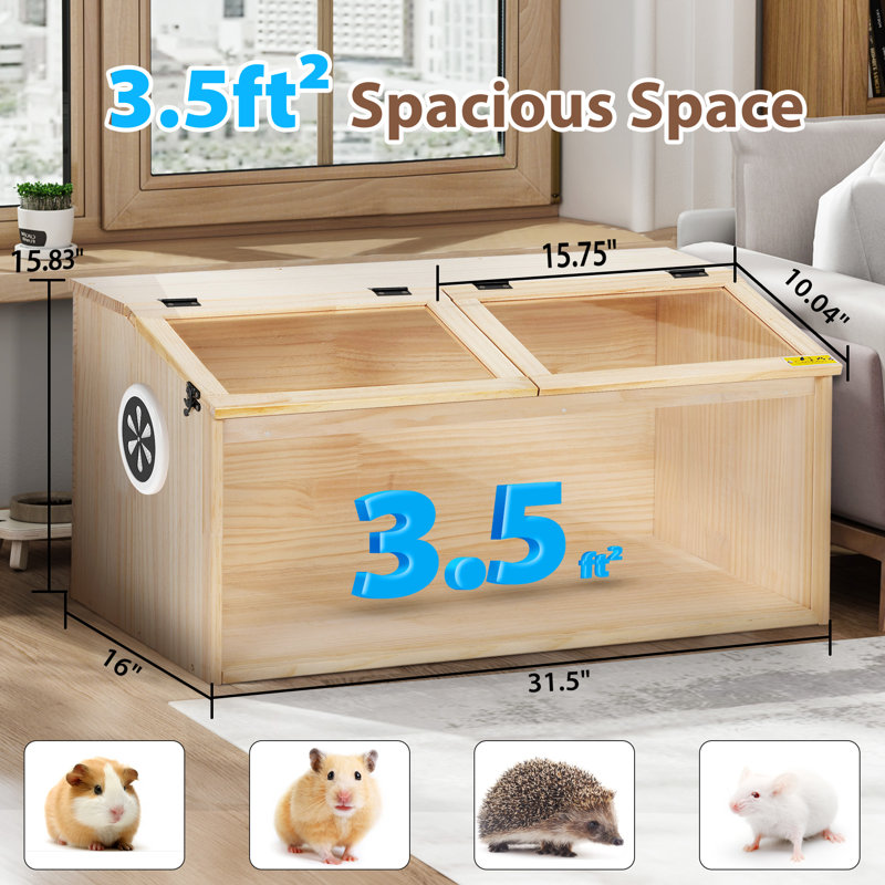Tucker Murphy Pet™ Geronima Wooden Hamster Cage Openable Top with